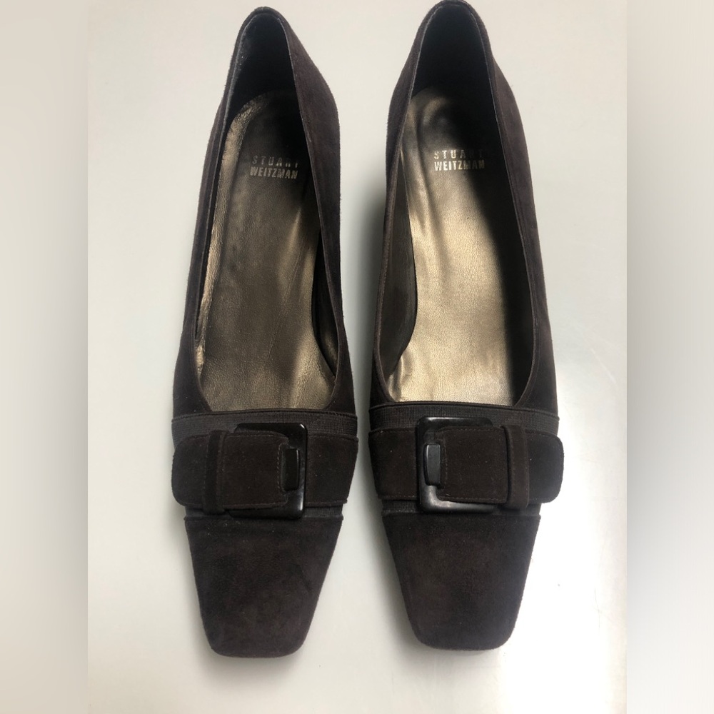 Stuart Weitzman Stuart Power Kitten Heel Suede Pumps